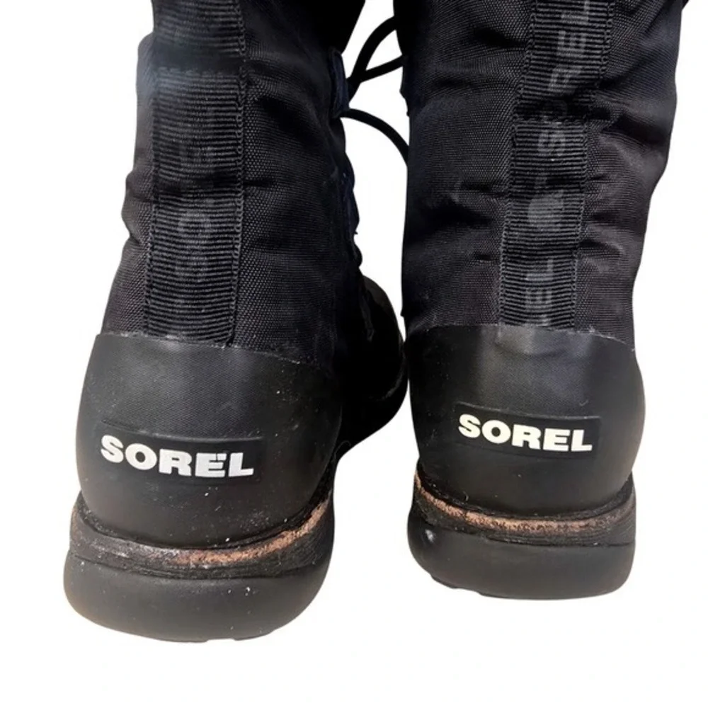 Sorel Waterproof Winter‎ Boots Black Tall Lace Up Snow Boots Size 6.5